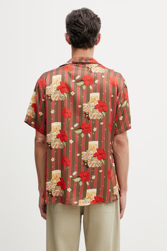 Одежда Drôle de Monsieur рубашка мужская из вискозы Hibiscus Club K.SH230.VI031.PK красный