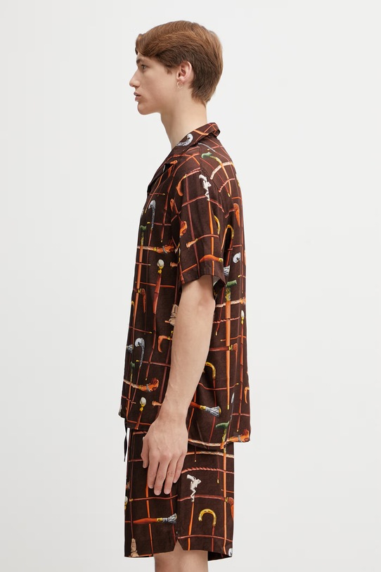 Drôle de Monsieur Cannes košile z viskózy pánská K.SH230.VI033.BN hnědá SS26