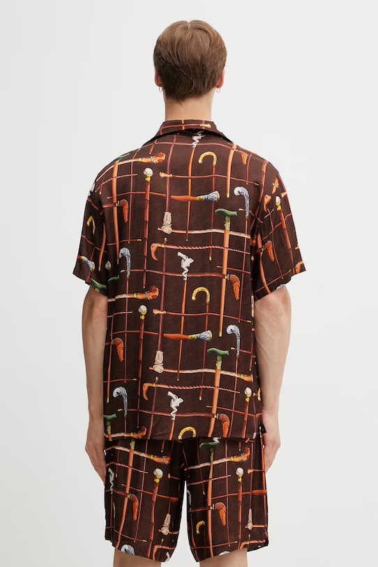 Odzież Drôle de Monsieur Cannes koszula męska z wiskozy K.SH230.VI033.BN brązowy
