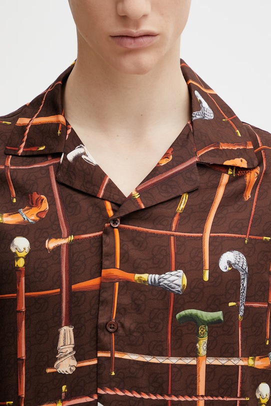 Drôle de Monsieur рубашка мужская из вискозы Cannes коричневый K.SH230.VI033.BN