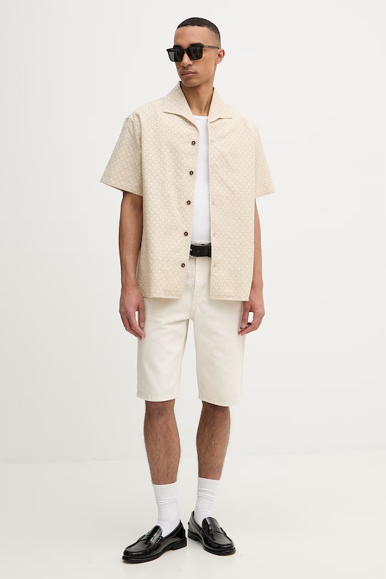 Drôle de Monsieur koszula męska bawełniana Graphique K.SH248.CO270.DSAN beżowy SS26