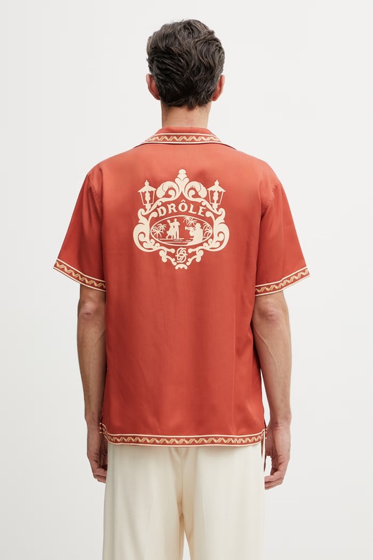 Drôle de Monsieur рубашка для мужчин из лиоцелла Chemise Brodée Danseurs оранжевый K.SH228.CLY001.BR