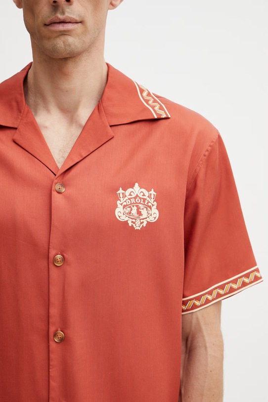 Drôle de Monsieur košile pánská Chemise Brodée Danseurs oranžová K.SH228.CLY001.BR