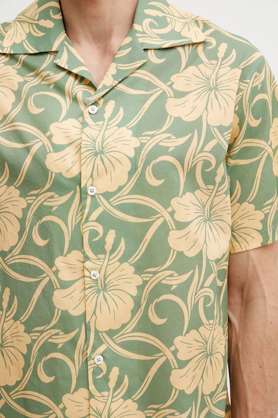 Drôle de Monsieur Hibiscus Monoramme koszula bawełniana męska zielony K.SH228.CO288.GN