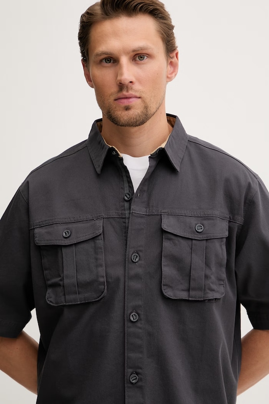 Pánska košeľa s bavlnou Columbia Acker Rock sivá 2157021