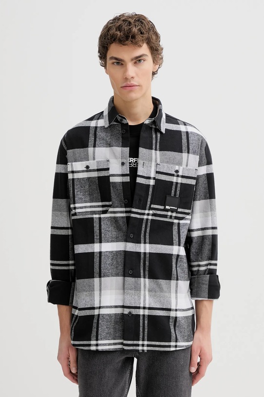 Karl Lagerfeld Jeans koszula bawełniana regular szary B1M16010