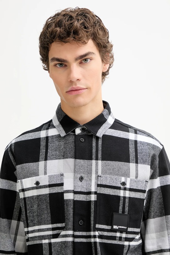Karl Lagerfeld Jeans koszula bawełniana szary B1M16010