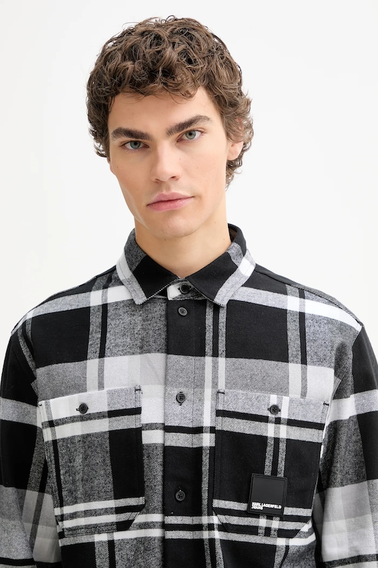 Karl Lagerfeld Jeans koszula bawełniana szary B1M16010