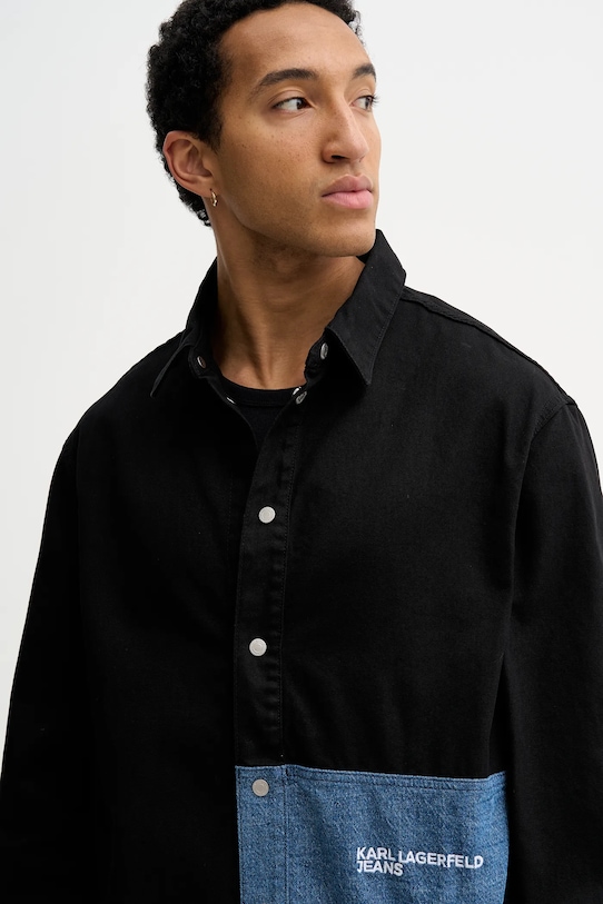 Τζιν πουκάμισο Karl Lagerfeld Jeans μαύρο B1M16011