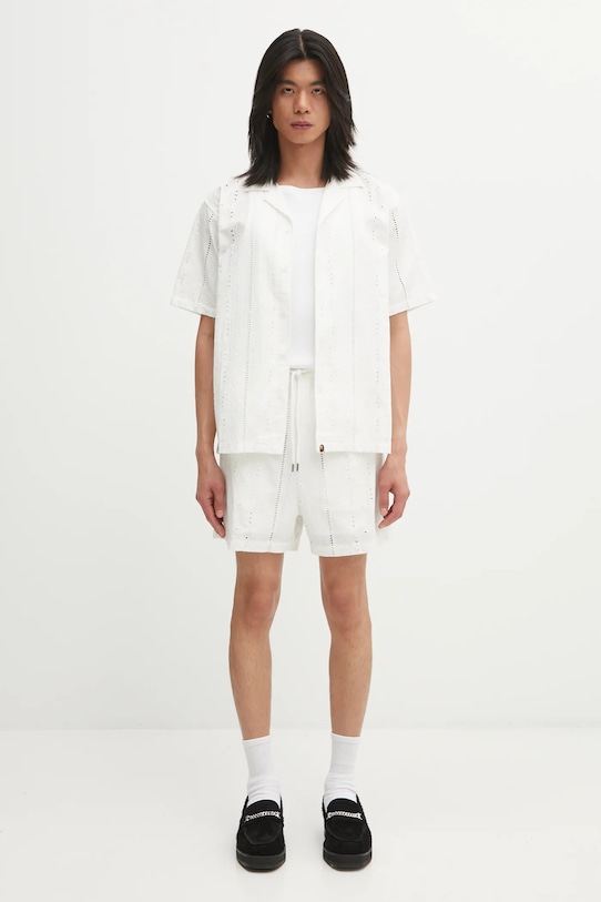 A Bathing Ape koszula bawełniana Embroidery Open Collar 1L30132305 biały