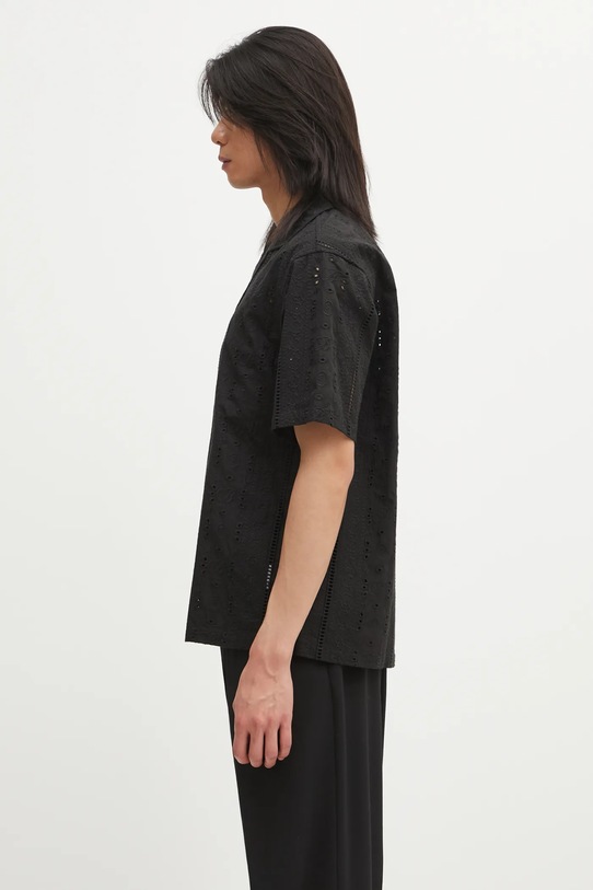 A Bathing Ape koszula bawełniana Embroidery Open Collar 1L30132305 czarny SS26