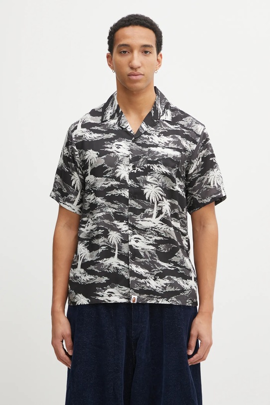 A Bathing Ape koszula Palm Tree Camo Open Collar pozostałe czarny 1L30132306