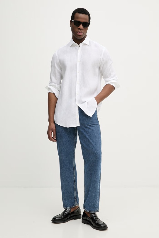 Paul&Shark koszula lniana 26413160CF biały SS26