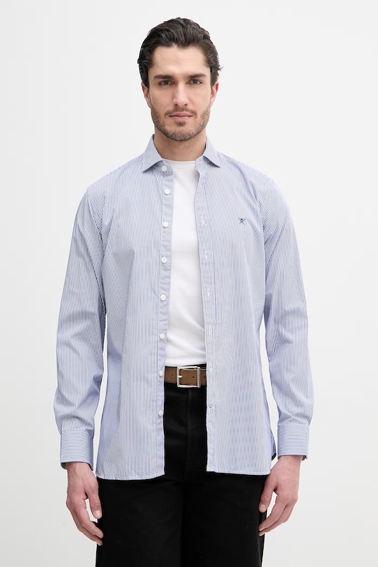 Hackett London koszula bawełniana wzorzyste niebieski HM3010537