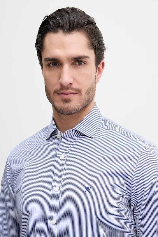 Hackett London koszula bawełniana niebieski HM3010537