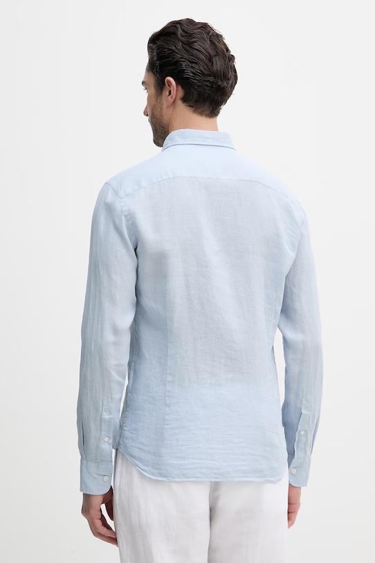 Îmbrăcăminte Hackett London cămașă de in HM3010636 albastru