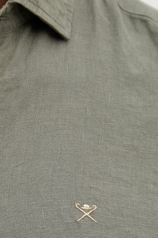 Lněná košile Hackett London HM3010636 zelená