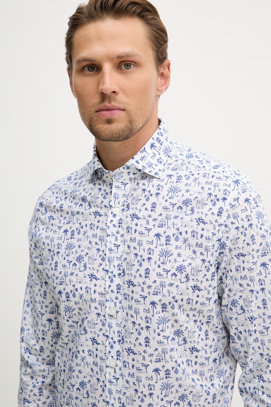 Hackett London koszula męska bawełniana niebieski HM3010612