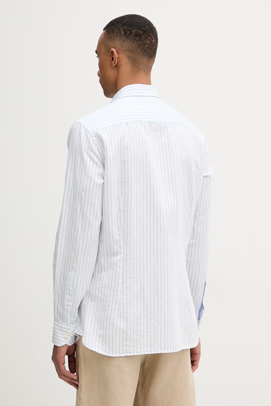 Odzież Hackett London koszula męska z dodatkiem lnu HM3010634 niebieski