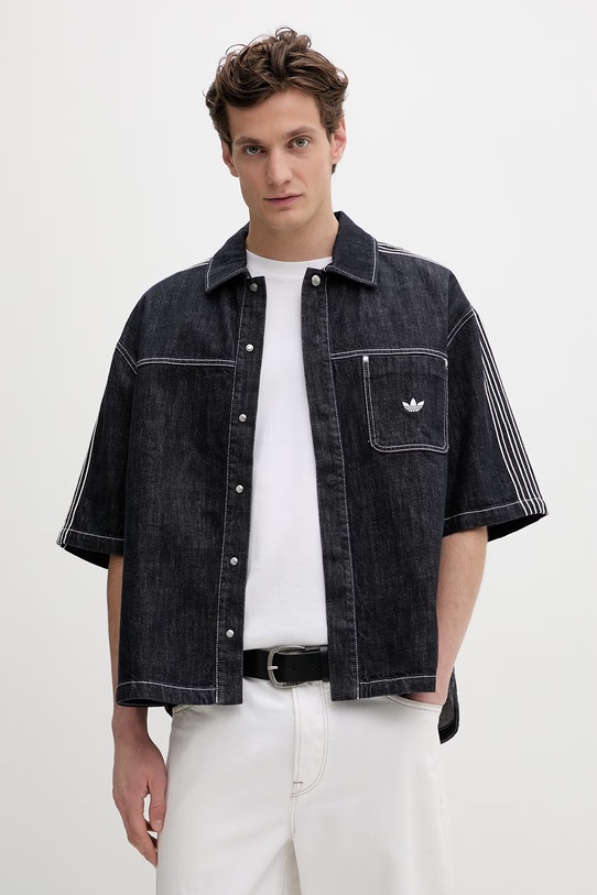 Τζιν πουκάμισο adidas Originals κανονικό σκούρο μπλε KG6448