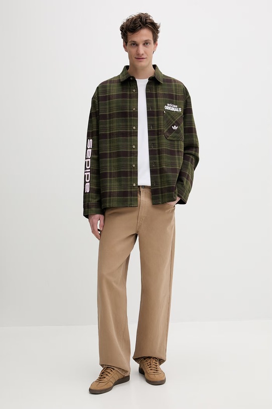Βαμβακερό πουκάμισο adidas Originals KG6451 πράσινο SS26