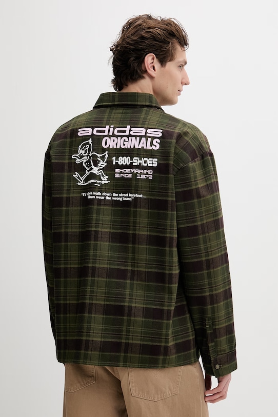 Ρούχα Βαμβακερό πουκάμισο adidas Originals KG6451 πράσινο