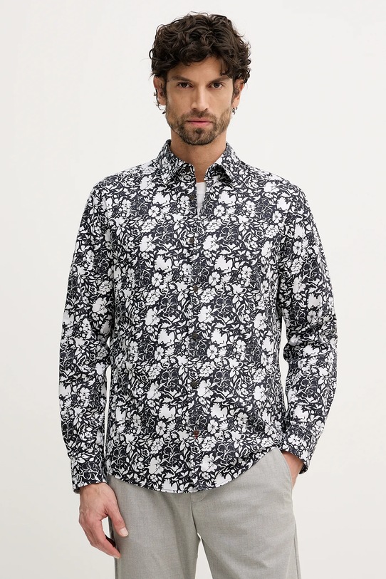 Joop! koszula bawełniana wzorzyste granatowy 30101545