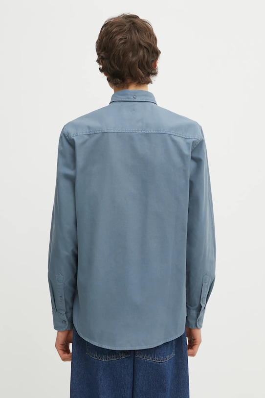 Odzież Carhartt WIP koszula bawełniana LS Bolton Shirt I030238.3GGGD niebieski