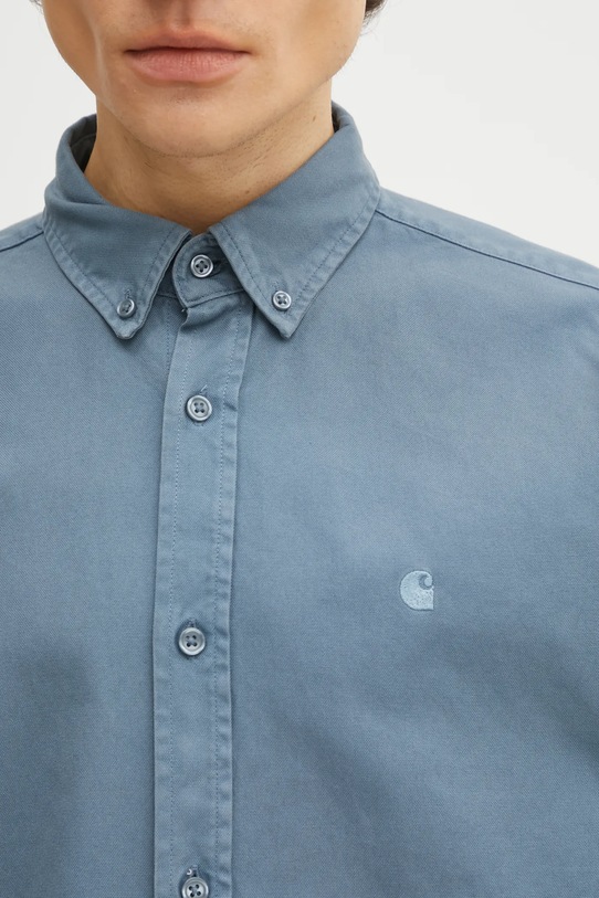 Carhartt WIP koszula bawełniana LS Bolton Shirt niebieski I030238.3GGGD