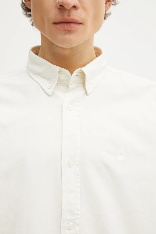 Carhartt WIP koszula bawełniana LS Bolton Shirt beżowy I030238.D6GD