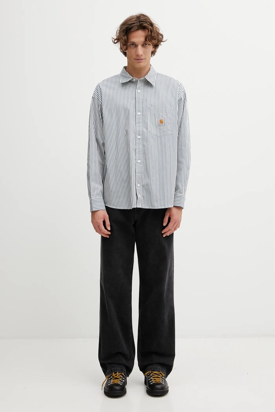 Carhartt WIP cămașă din bumbac LS Daldry Shirt I035952.3NWXX albastru