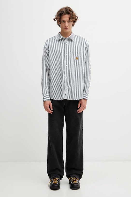 Carhartt WIP cămașă din bumbac LS Daldry Shirt I035952.3NWXX albastru