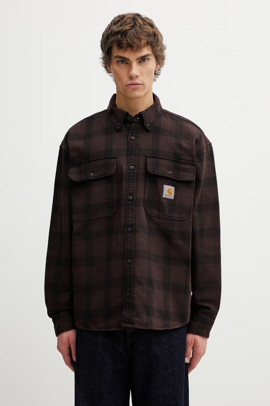 Carhartt WIP LS Edmands Shirt koszula bawełniana męska brązowy I035951.3J2XX