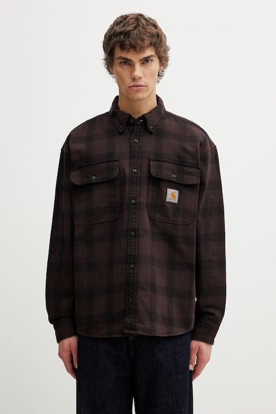Carhartt WIP LS Edmands Shirt koszula bawełniana męska brązowy I035951.3J2XX