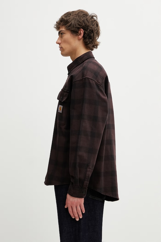 Carhartt WIP LS Edmands Shirt koszula bawełniana męska I035951.3J2XX brązowy SS26