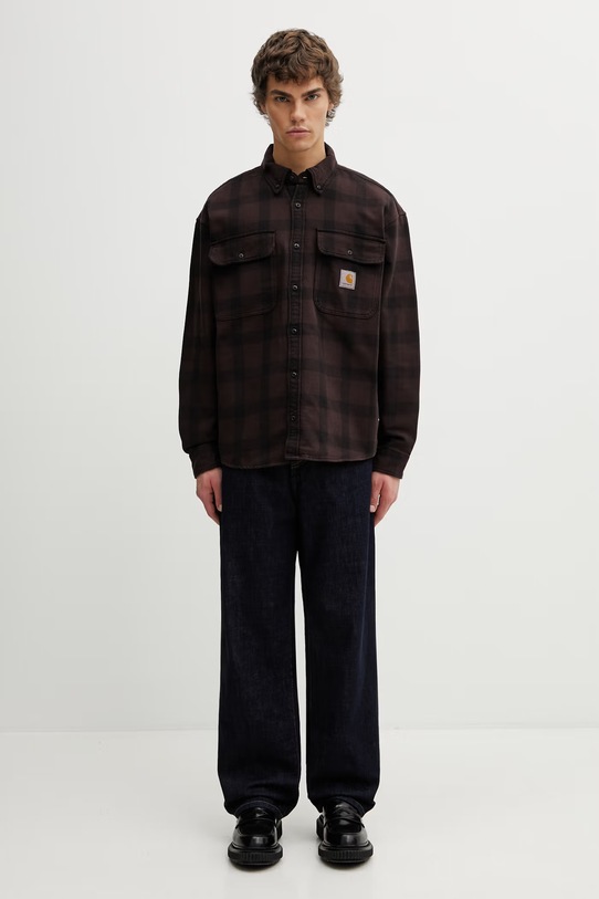 Carhartt WIP LS Edmands Shirt koszula bawełniana męska I035951.3J2XX brązowy