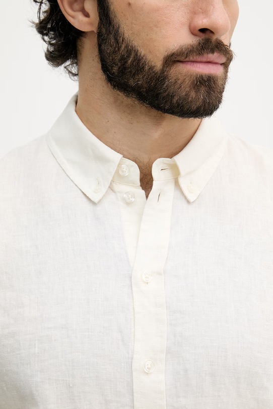 Mos Mosh koszula męska lniana Theo 500970 beżowy