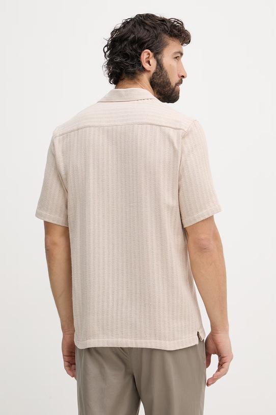 Odzież Mos Mosh koszula męska z bawełną Joe 507380 beżowy