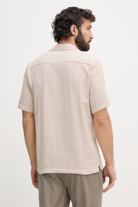 Odzież Mos Mosh koszula męska z bawełną Joe 507380 beżowy