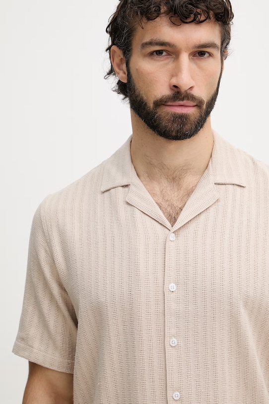 Mos Mosh koszula męska z bawełną Joe beżowy 507380