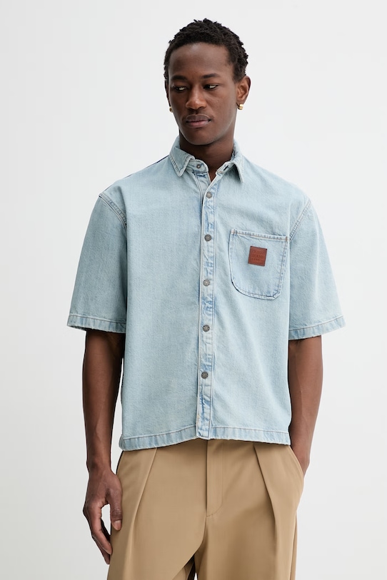 Rifľová košeľa Guess Jeans jednofarebný modrá M6RH52.D5M51