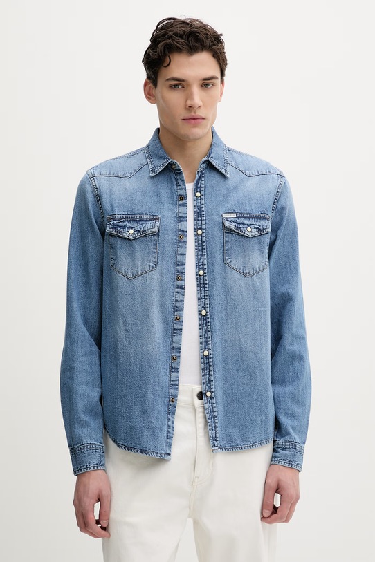 Guess Jeans koszula jeansowa bawełna niebieski M6RH55.D5M8F