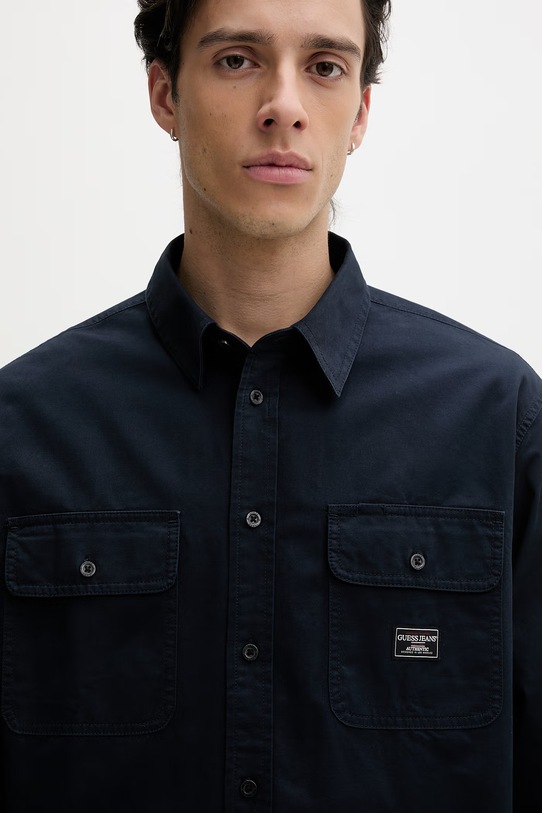 Guess Jeans koszula męska bawełniana granatowy M6RH60.WJ921