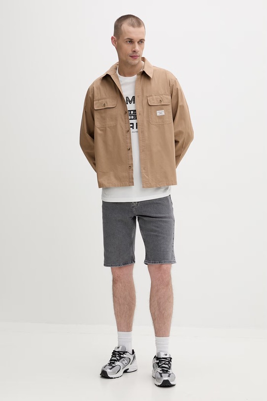 Guess Jeans koszula męska bawełniana M6RH60.WJ921 brązowy SS26