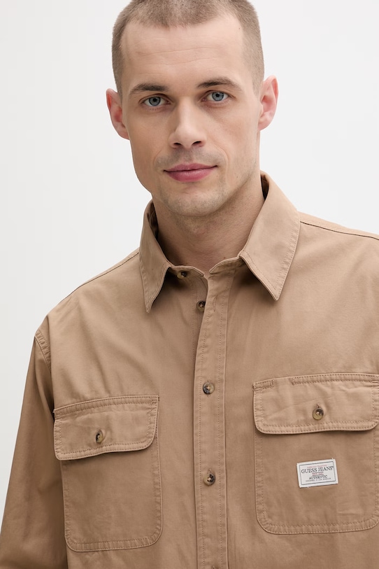 Guess Jeans koszula męska bawełniana brązowy M6RH60.WJ921