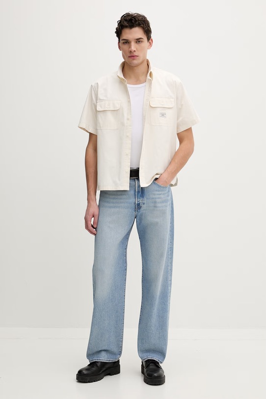 Guess Jeans koszula bawełniana M6RH61.WJ921 beżowy SS26