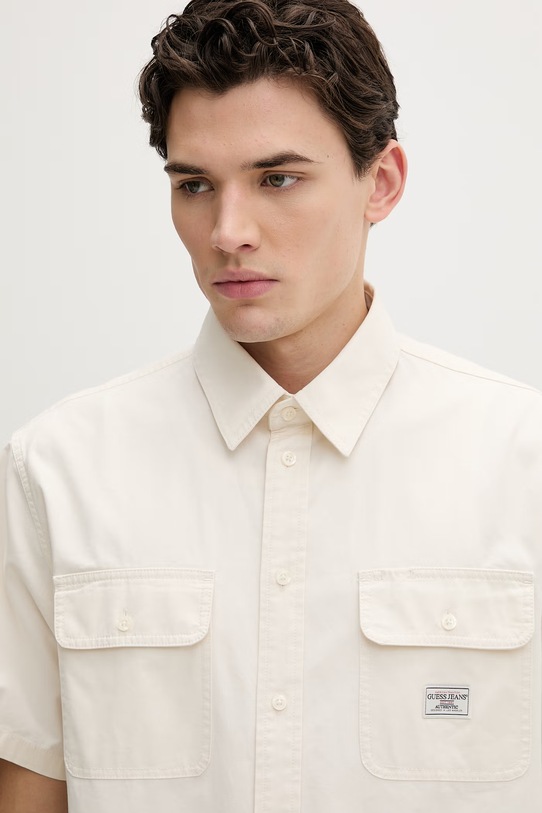Guess Jeans koszula bawełniana beżowy M6RH61.WJ921