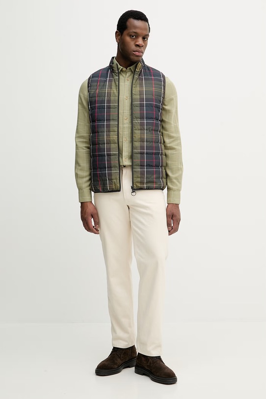 Barbour koszula z dodatkiem lnu Citywell MSH5741 zielony SS26