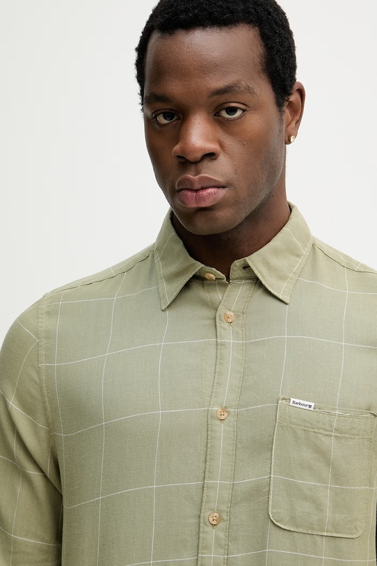 Barbour koszula z dodatkiem lnu Citywell zielony MSH5741