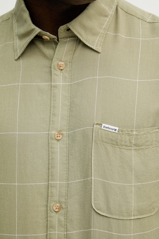 Barbour koszula z dodatkiem lnu Citywell MSH5741 zielony